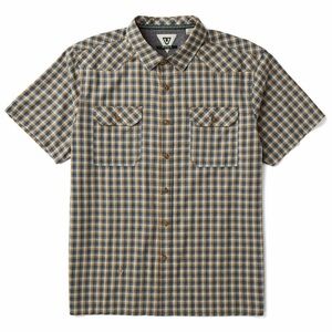 VISSLA Blue and Brown Checkered Casual Shirt